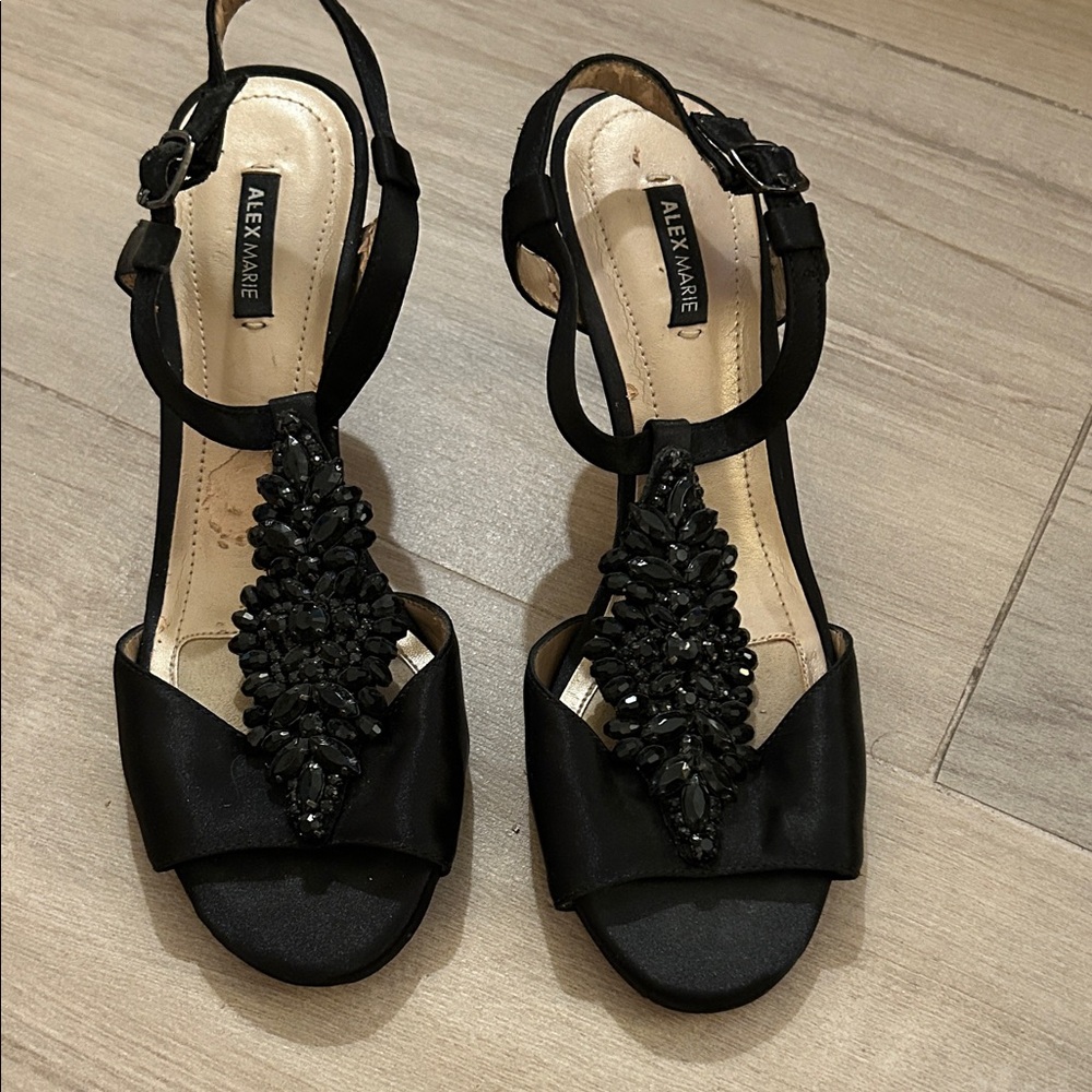 Alex Marie Elegant Black Embellished Sandals